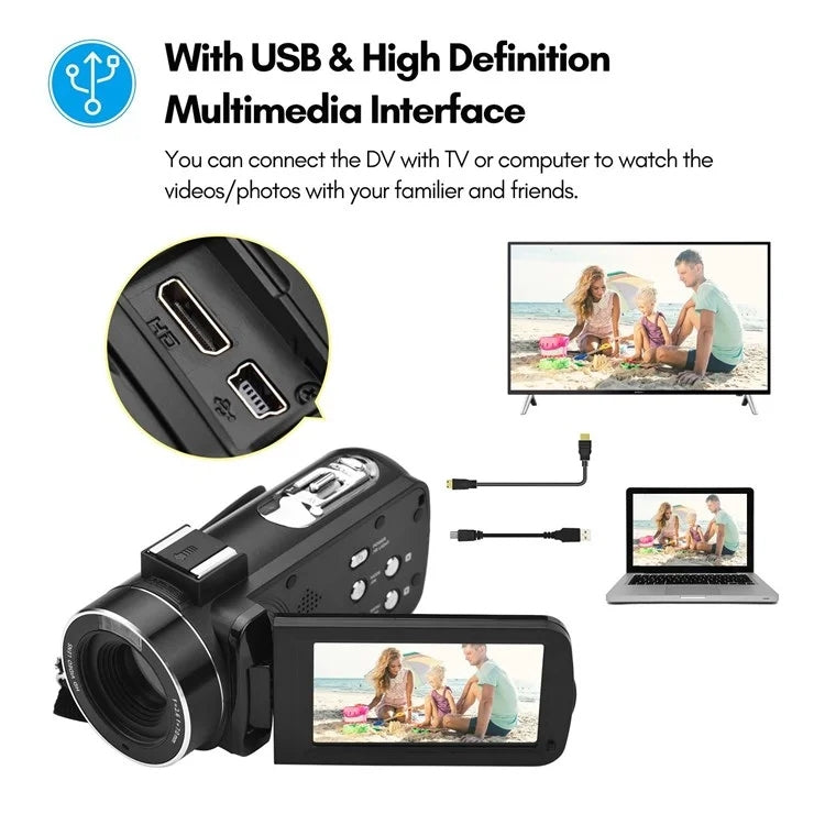4K Digital Video Camera 3 Inch IPS Touch Screen 56MP 18X Digital Zoom WiFi Camcorder, Standard, Set 1, Set 2, Set 3 4K Digital Video Camera 3 Inch IPS Touch Screen 56MP 18X Digital Zoom WiFi Camcorder, Standard, Set 1, Set 2, Set 3